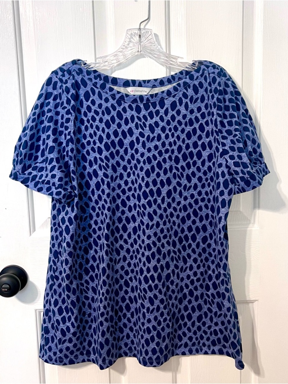 Liz Claiborne Navy and Light Blue Boatneck Top Sz  0X